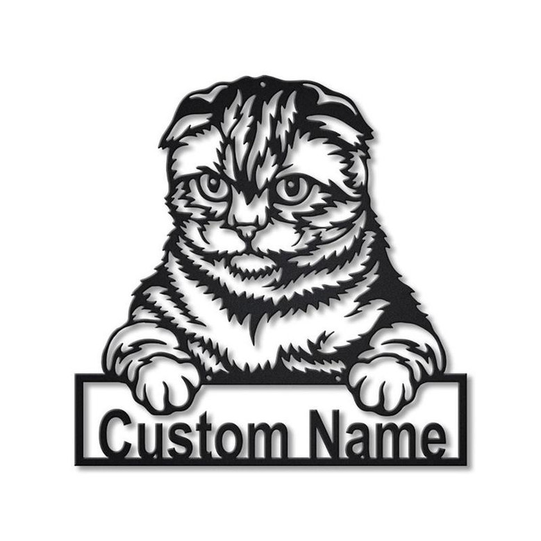 Personalized Scottish Fold Cat Metal Sign Art | Custom Scottish Fold Cat Metal Sign | Animal Gift | Pets Gift | Birthday Gift