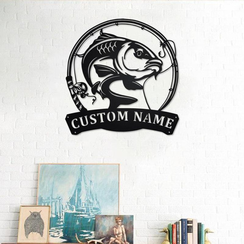 Personalized Carp Fish Metal Sign | Fishing Metal Wall Art | Fishing Metal wall Decor | Fishing Lover | Custom Fishing | Fishman | Carp Fish