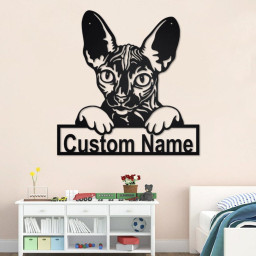 Custom Sphynx Cat Metal Wall Art, Personalized Sphynx Cat Name Sign Decoration For Room, Sphynx Cat Home Decor, Custom Sphynx Cat, Cat Lover