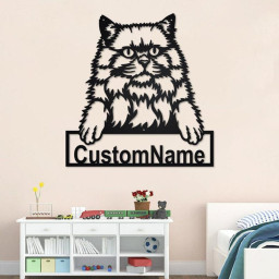 Custom British Longhair Cat Metal Wall Art, Personalized British Longhair Cat Name Sign Decoration For Room, British Longhair Cat Home Decor