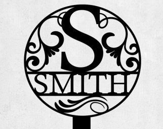 Custom Metal Letter and Name Sign, Round Letter Monogram Garden Stake, Personalized Metal Staked Garden Sign