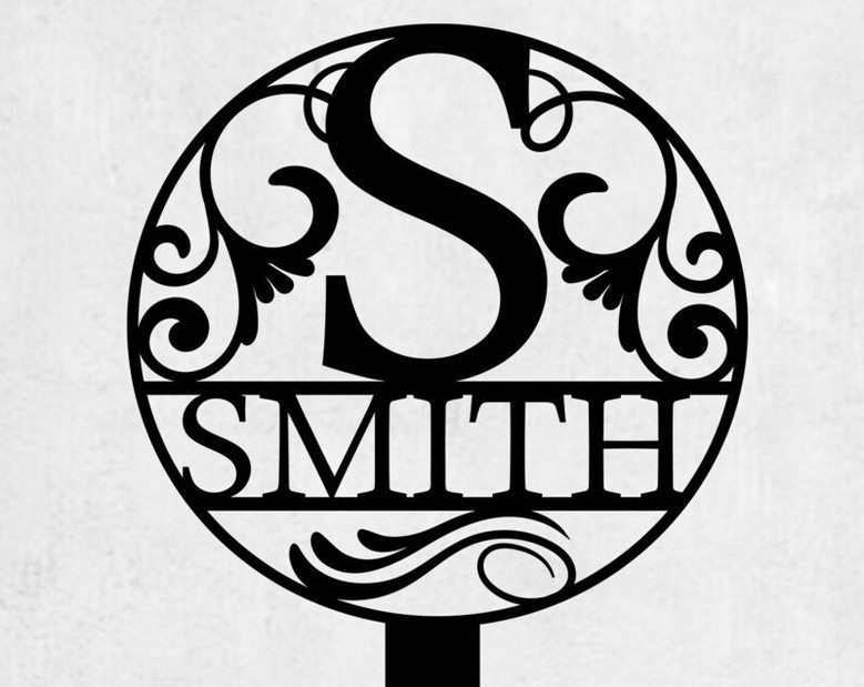 Custom Metal Letter and Name Sign, Round Letter Monogram Garden Stake, Personalized Metal Staked Garden Sign