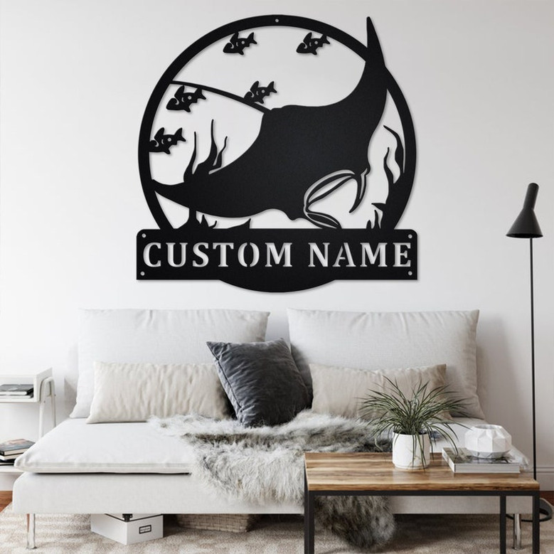 Custom Manta Rays Metal Wall Art, Personalized Manta Rays Name Sign Decoration For Room, Manta Rays Metal Home Decor, Custom Manta Rays