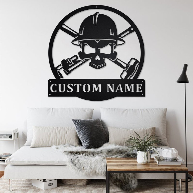 Custom Oil Field Roughneck Skull Metal Wall Art, Personalized Oil Field Roughneck Name Sign Decoration For Room, Oil Field Skull Home Decor