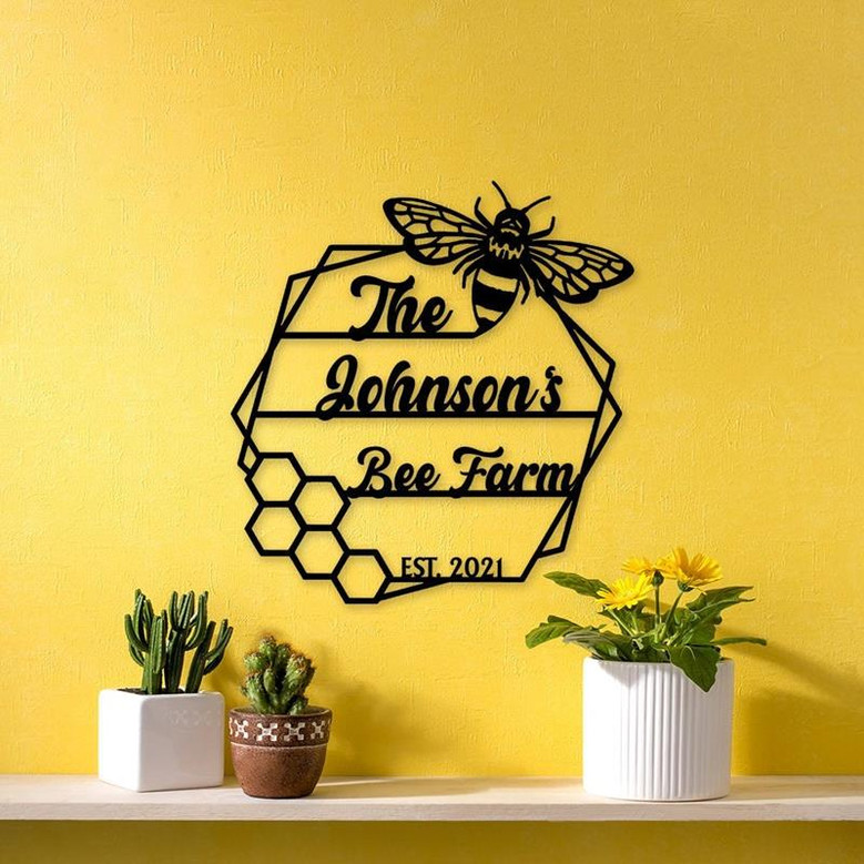 Bee Farm Metal Sign Bee Wall Art Bee Honey Comb Decor Bee Farm Gift Honey Bee Garden Metal Bee Gift Honey Comb Decor