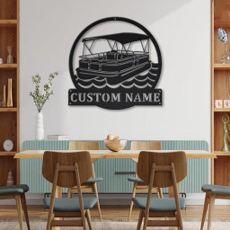 Personalized Pontoon Boat Metal Sign Art v2 | Custom Pontoon Boat Monogram Metal Sign | Pontoon Boat Gifts | Job Gift | Home Decor