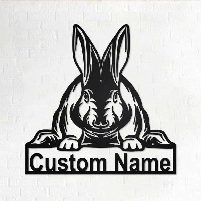 Custom Rabbit Metal Wall Art, Personalized Rabbit Name Sign Decoration For Room, Rabbit Home Decor, Custo Rabbit, Rabbit Metal Wall Decor