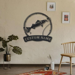 Personalized Sablefish Fishing Fish Pole Metal Sign Art | Custom Sablefish Fishing Metal Sign | Fishing Gift | Decor Decoration