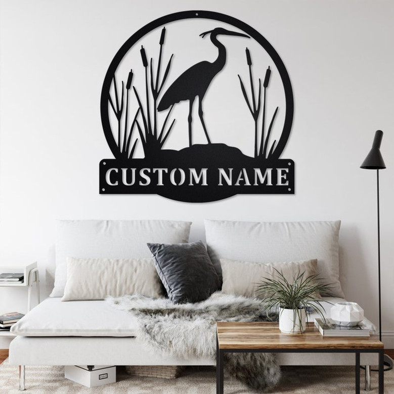 Custom Crane Bird Metal Wall Art, Personalized Crane Name Sign Decoration For Room, Crane Home Decor, Custom Crane, Crane Animal Lover