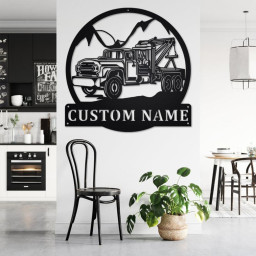 Custom Tow Truck Metal Wall Art, Personalized Tow Truck Name Sign Decoration For Room, Tow Truck Metal Home Decor, Custom Tow Truck