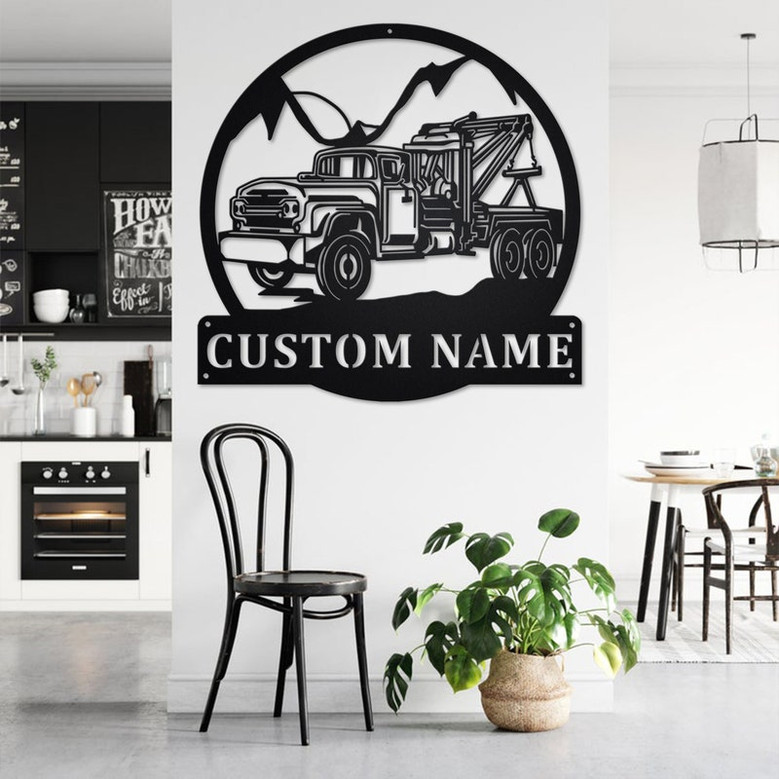 Custom Tow Truck Metal Wall Art, Personalized Tow Truck Name Sign Decoration For Room, Tow Truck Metal Home Decor, Custom Tow Truck