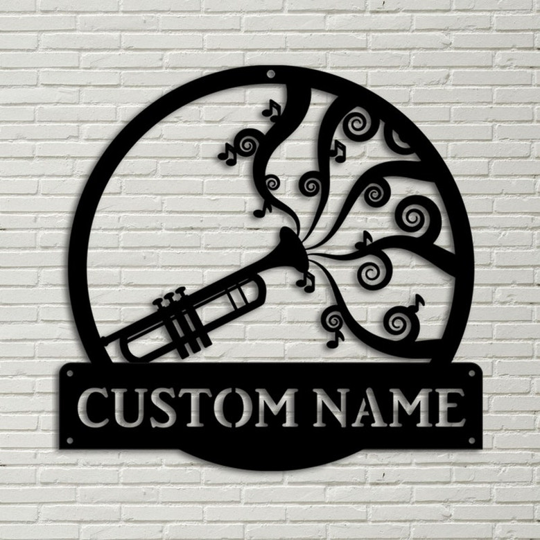 Personalized Trombone Monogram Metal Sign Art, Custom Trombone Monogram Metal Sign, Trumpet Gifts for Funny, Musical Instrument Gift