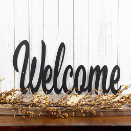 Metal Welcome Sign Farmhouse Decor Outdoor Wall Art Welcome Sign For Front Porch Lake House Decor Matte Black Show