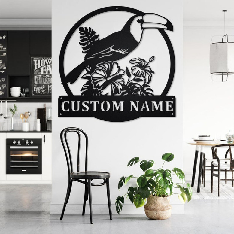 Custom Parrot Floral Metal Wall Art, Personalized Parrot Bird Name Sign Decoration For Room, Parrot Home Decor, Custom Parrot, Parrot Decor