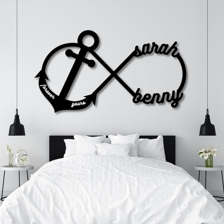 Personalized Infinity Anchor Metal Sign, Metal Established infinity Sign, Housewarming Gift, Door Hanger, Wedding Gift, Metal Monogram Sign