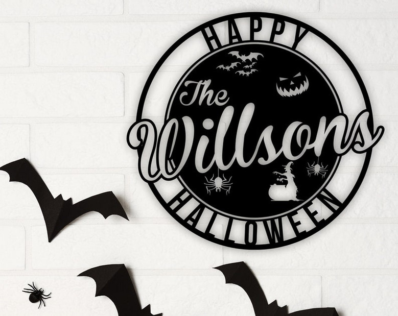 Halloween decor-halloween sign-halloween decor-personalized halloween sign-halloween metal sign-happy halloween sign