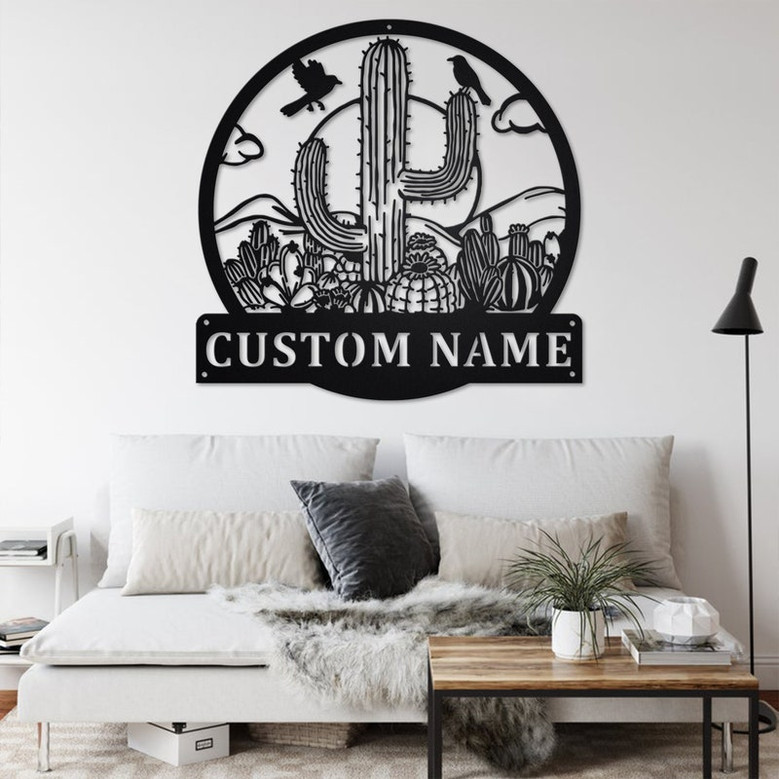 Custom Cactus Desert Metal Wall Art, Personalized Cactus Name Sign Decoration For Room, Cactus Metal Home Decor, Custom Cactus,Cactus Desert