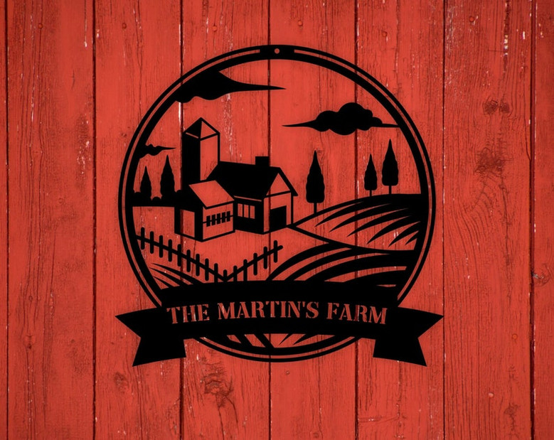 Metal Farm Sign-Cattle Farm Sign-Barn Cow Calf Chicken Sign-Metal Barn Sign-Custom Metal Name Sign-Personalized Metal Address Plaque