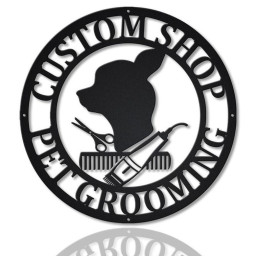 Personalized Pet Grooming Monogram Metal Sign Art Custom Pet Grooming Metal Sign Pets Lover Sign Decoration For Living Room