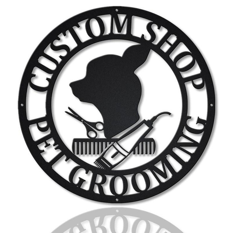 Personalized Pet Grooming Monogram Metal Sign Art Custom Pet Grooming Metal Sign Pets Lover Sign Decoration For Living Room