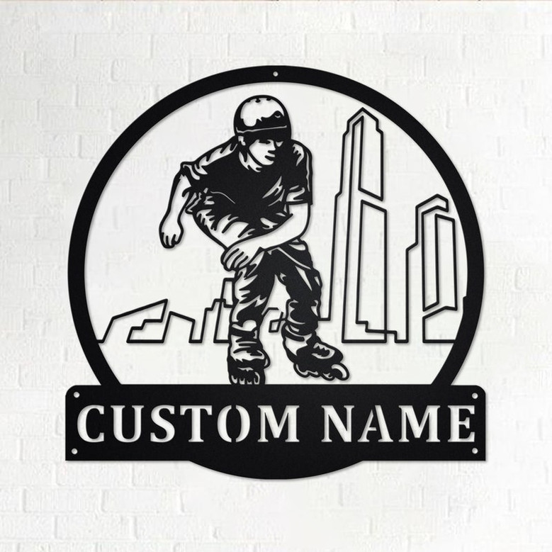 Custom Inline Skates Metal Wall Art, Personalized Inline Skates Name Sign Decoration For Room, Inline Skates Home Decor,Custom Inline Skates