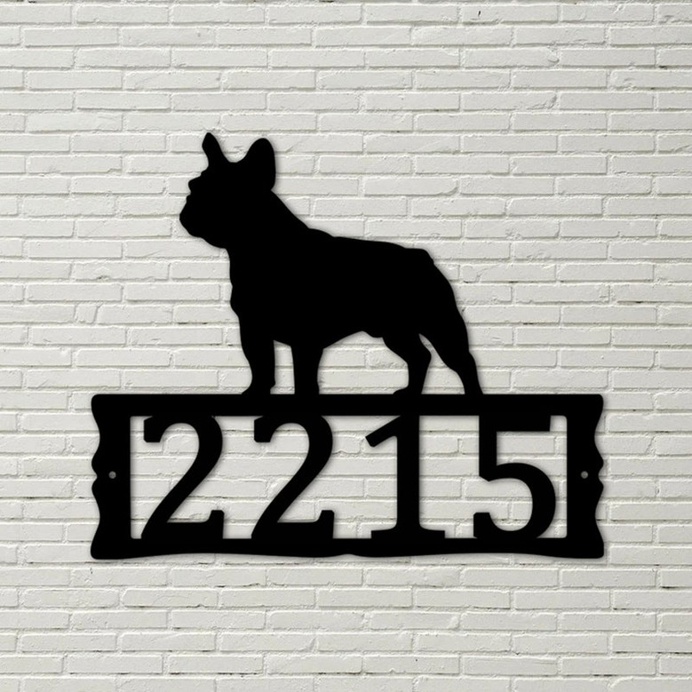 Dog House Numbers - French Bulldog Metal Address Plaque for House, Address Number, Metal Address Sign, House Numbers, Front Porch Address