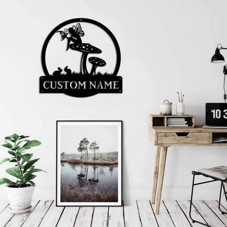 Personalized Fairy Monogram Metal Sign Art, Custom Fairy Metal Sign, Fairy Lover Sign Decoration For Living Room