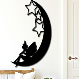 Metal Fairy, Fairy Gifts for Women Kids, Fairy Wall Art, Fairly Wall Decor, Fairy Moon Wreath, Fairy Nursery Decor, Fairy Metal Laser Cut