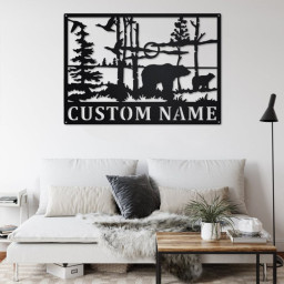 Custom Bear Wildlife Metal Wall Art, Personalized Bear Name Sign Decoration For Room, Bear Home Decor, Custom Bear, Bear Metal Wall Decor