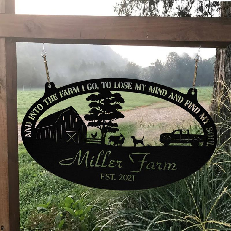 Personalized Metal Farm Sign Barn Goat Dog Rooster Monogram Custom Outdoor Farmhouse Entry Road Front Gate Wall Decor Gift