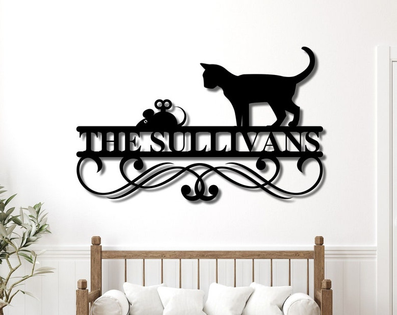 Metal Cat Decor-Cat Wall Art-Metal Cat Gifts for Cat Lover-Gift Women-Cat Sign for a Home-Cat Decor Metal Cat Gift Metal Cat Sign Cat Heart