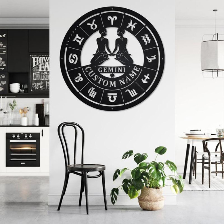Custom Gemini Zodiac Metal Wall Art, Personalized Gemini Zodiac Name Sign Decoration For Room, Horoscope Home Decor, Custom Gemini Zodiac