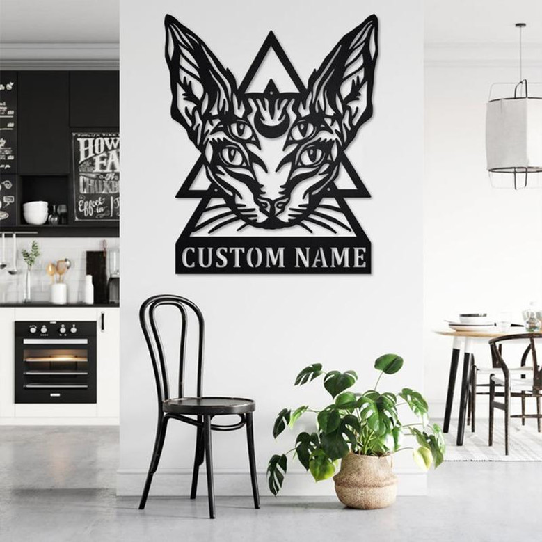 Custom Sphynx Cat Metal Wall Art, Personalized Sphynx Cat Name Sign Decoration For Room, Sphynx Cat Metal Home Decor, Custom Sphynx Cat