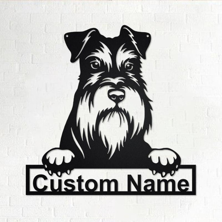 Custom Miniature Schnauzer Dog Metal Wall Art, Personalized Miniature Schnauzer Name Sign Decoration For Room,Miniature Schnauzer Home Decor