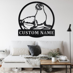 Custom Sea Lion Metal Wall Art, Personalized Sea Lion Name Sign Decoration For Room, Sea Lion Metal Home Decor, Custom Sea Lion, Sea Lion