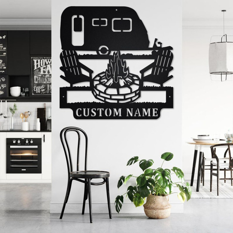 Custom Camping Car Metal Wall Art, Personalized Camper Name Sign Decoration For Room, Camping Car Metal Home Decor, Custom Camping Car