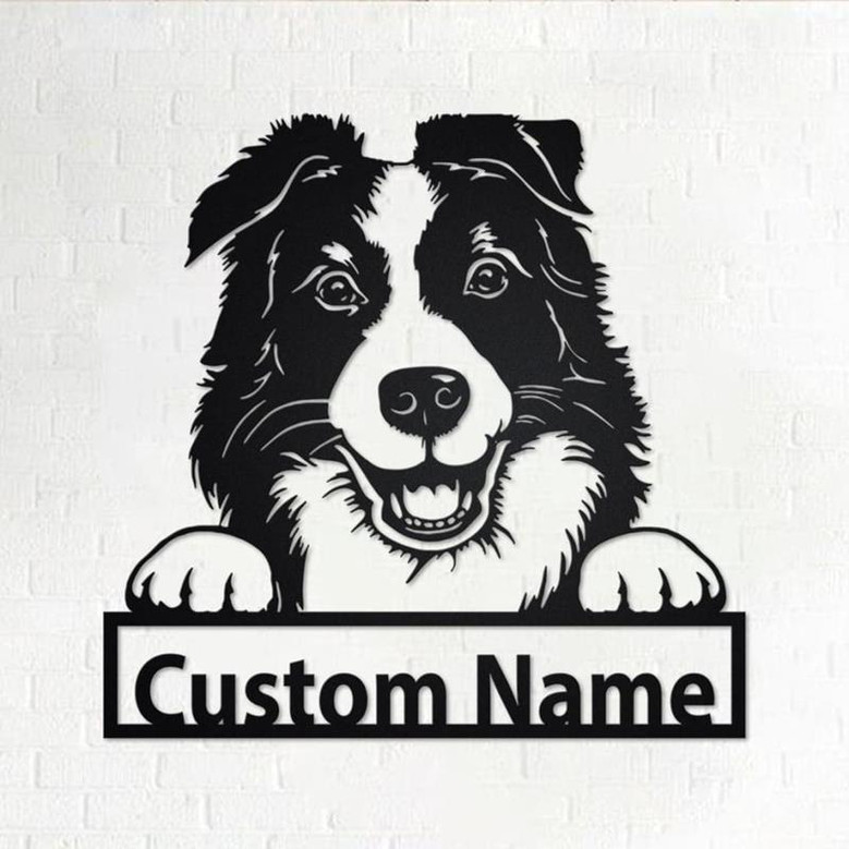 Personalized Border Collie Cut Metal Sign, Dog Lover Metal Wall Art, Laser Cut Metal Signs Border Collie