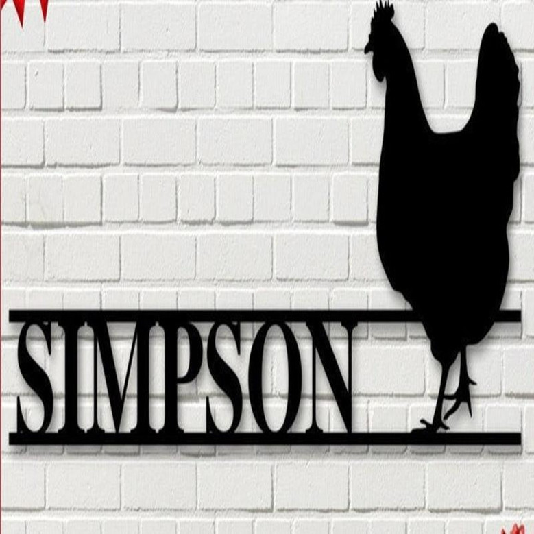 Chicken Farmer Farmhouse Last Name Sign Custom Family Name Metal Sign Personalized Metal Monogram Sign