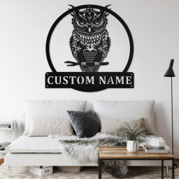 Custom A Dark Owl Metal Wall Art, Personalized Dark Owl Name Sign Decoration For Room, Dark Owl Metal Home Decor, Custom Dark Owl, Dark Owl