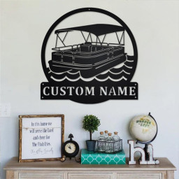 Custom Pontoon Boat Metal Wall Art, Personalized Pontoon Boat Name Sign Decoration For Room, Pontoon Boat Home Decor, Custom Pontoon Boat
