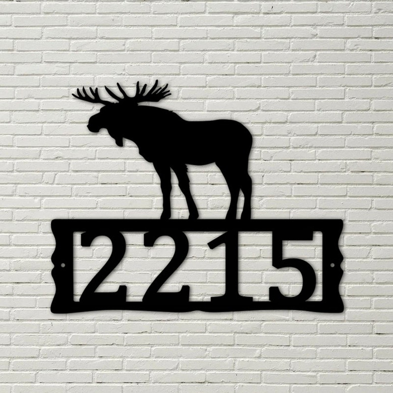 Moose Metal Address Plaque for House, Address Number, Metal Address Sign, House Numbers, Front Porch Address