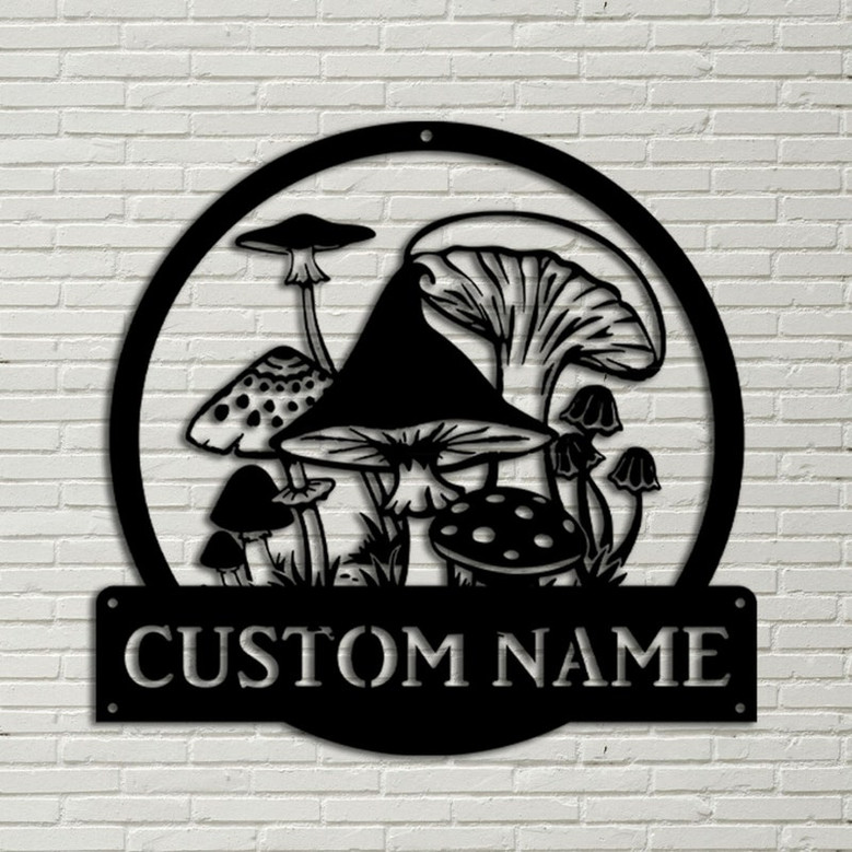 Personalized Mushrooms Monogram Metal Sign Art, Custom Mushrooms Metal Sign, Mushrooms Sign Decoration For Living Room