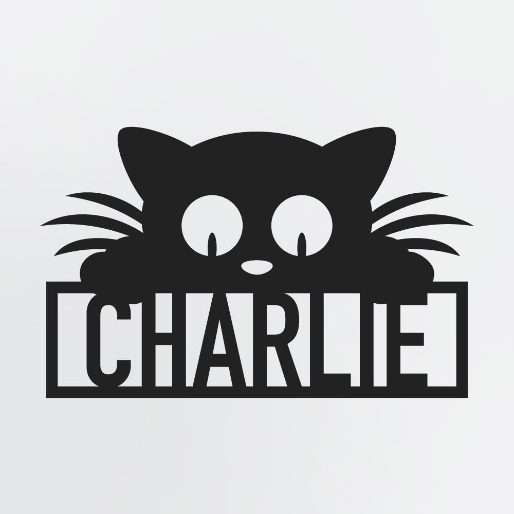 Custom Cat Sign With Cat Name, Personalized Metal Wall Art For Curious Cats