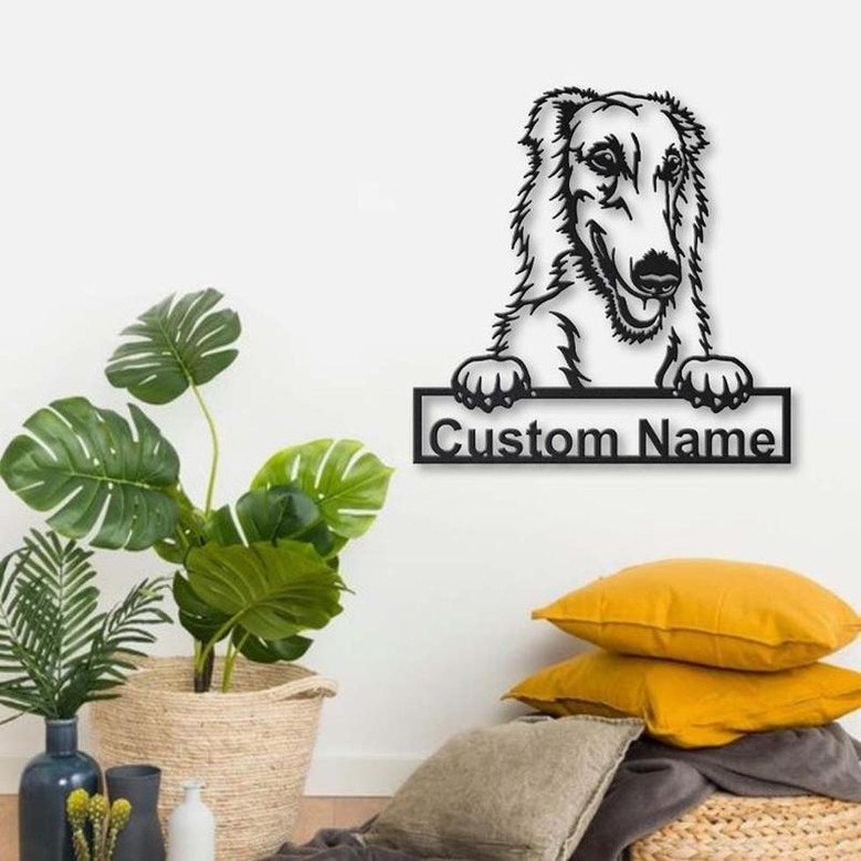 Personalized Borzoi Dog Metal Sign Art | Custom Border Borzoi Dog Metal Sign | Dog Gift | Birthday Gift | Animal Funny