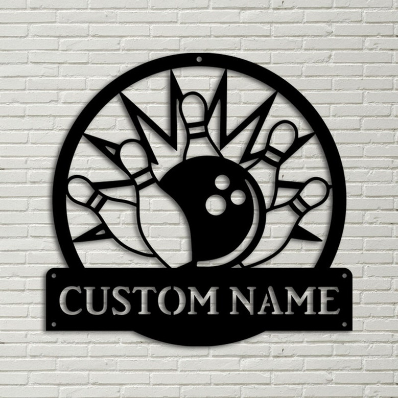 Personalized Bowling Monogram Metal Wall Art, Decor Decoration, Bowling Metal Sign, Housewarming Outdoor Metal