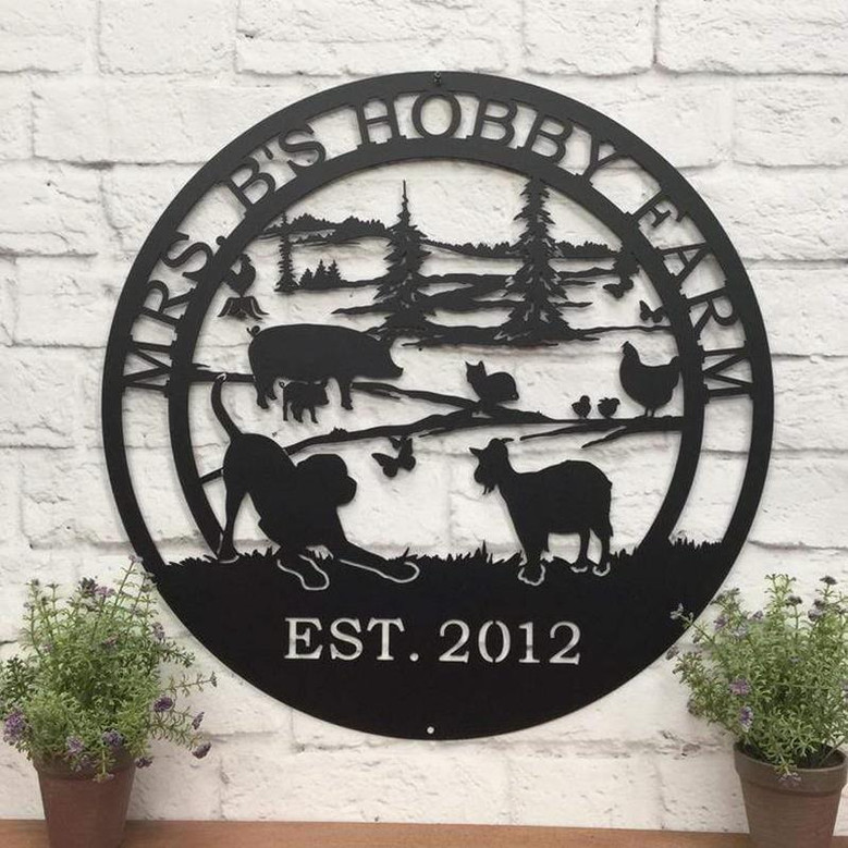 Hobby Farm Animals Metal Ranch Sign Cut Metal Sign Metal Wall Art Metal House Sign