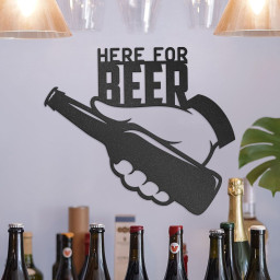 Classic Beer Themed Metal Wall Art, Here For Beer Metal Sign