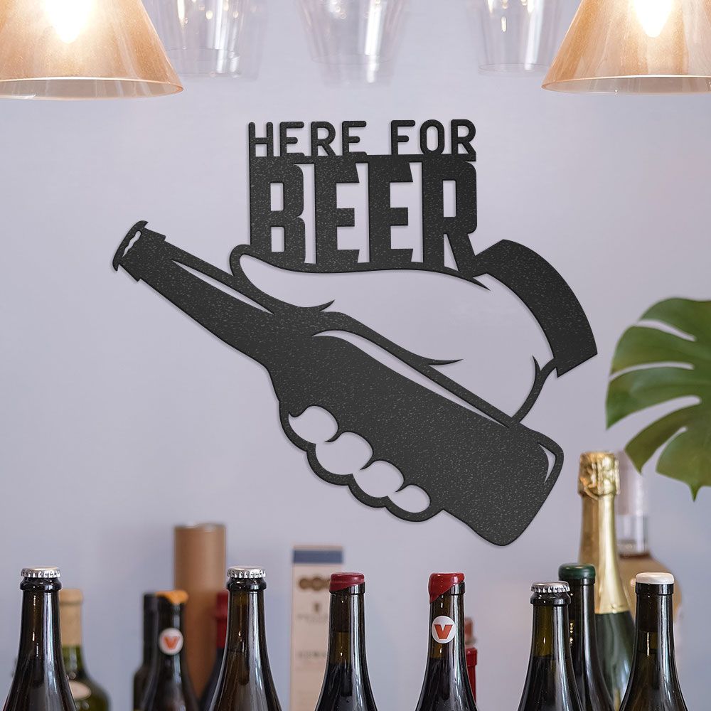 Classic Beer Themed Metal Wall Art, Here For Beer Metal Sign