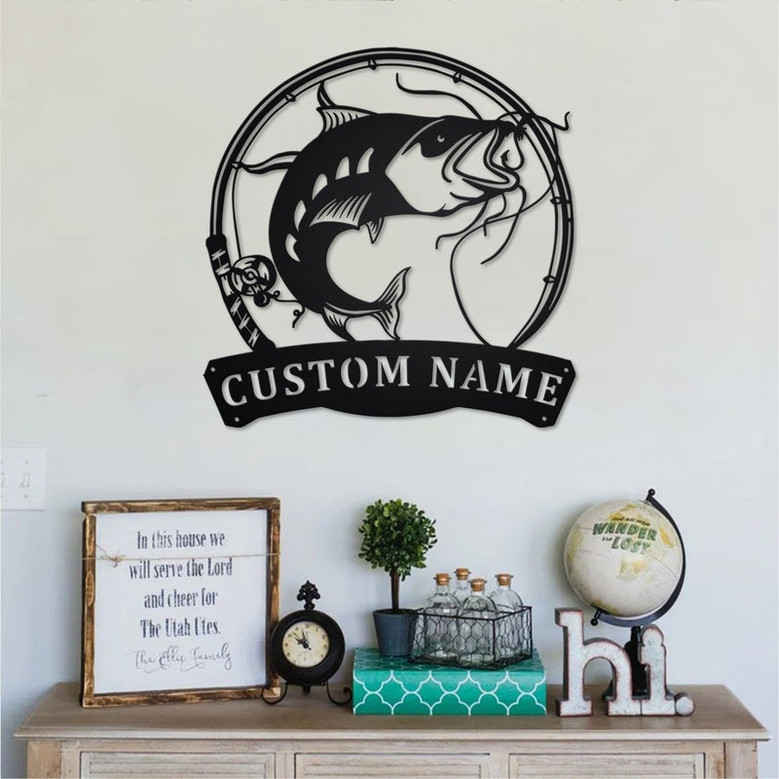 Personalized Catfish Fish Metal Sign | Fishing Metal Wall Art | Fishing Metal wall Decor | Fishing Lover| Custom Fishing | Fishman | Catfish
