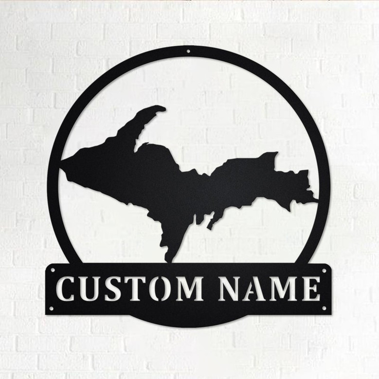Custom Upper Peninsula Metal Wall Art, Personalized Michigan Family Name Sign Decoration For Room, Upper Peninsula Metal Home Decor